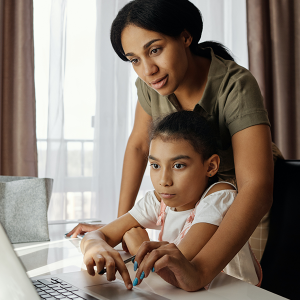 Mother and Daughter Surfing the Internet