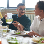 Two people sharing a meal.